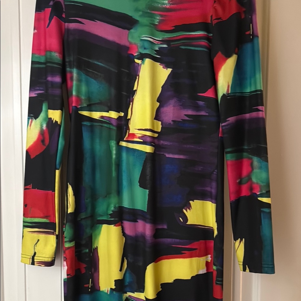 Multicolor Abstract Print Dress - Picture 3 of 4